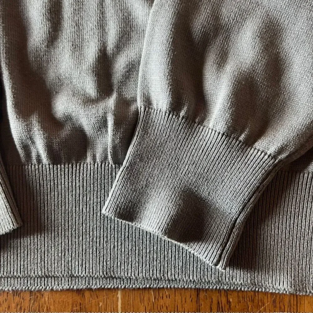 Silk Blend Baracuta Grey Mock Turtle Neck Knit Sweater